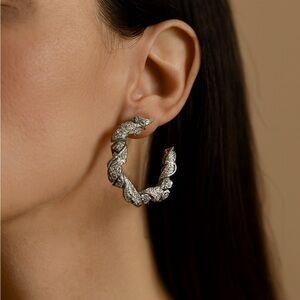 Kenneth Jay Lane Silver Twist Design Earrings